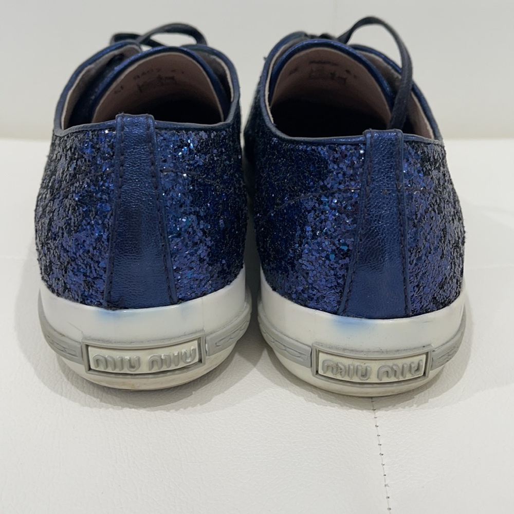 MIU MIU Blue Glitter Sneakers Sz 41 - Picture 4 of 6